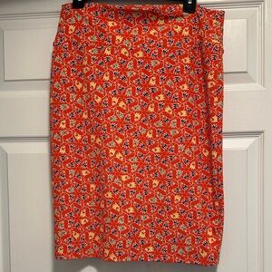 LuLaRoe Vibrant Orange Floral Pencil Skirt